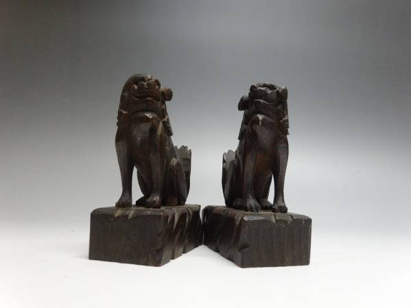 一刀彫 唐獅子の置物
