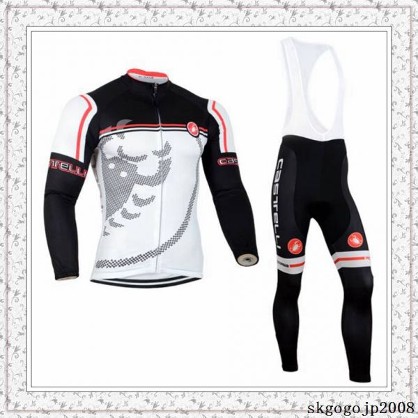 サイクルジャージ上下 長袖 自転車ウェア ビブ裏起毛選択可 C86
