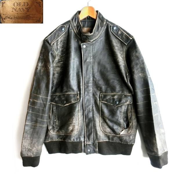 20/オールドネイビー 本革A-2 レザーフライトジャケット 2XL位