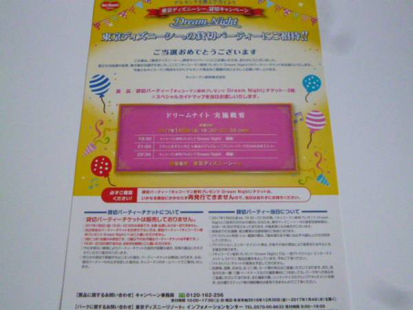 1/6(金) ディズニーシー貸切パーティー ドリーム チケット１枚