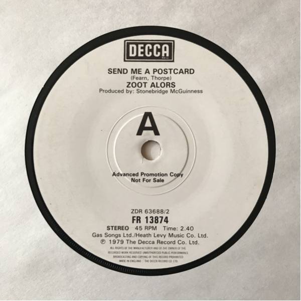 ZOOT ALORS 7＂(79，UK) kbd punk powerpop パンク天国