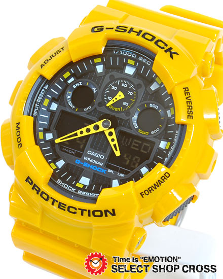 [G-SHOCK]メンズ腕時計 デジアナ 海外モデル 黄 GA-100A-9ADR