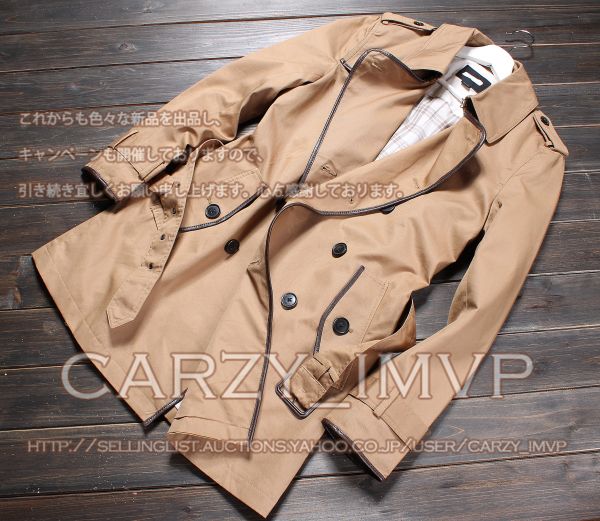 G33 J&Jモデル・スリムコート・トレンチコートカーキ175→相当XL