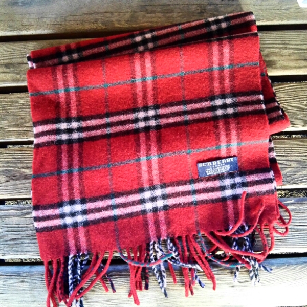 バーバリー マフラー カシミヤ100 美品] BURBERRY バーバリー マフラー 赤 カシミヤ100% ブランド別
