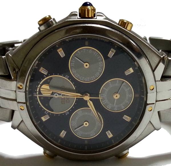 1円～ SEIKO DOLCE ドルチェ ムーンフェイズ クロノ 7T36-6A90