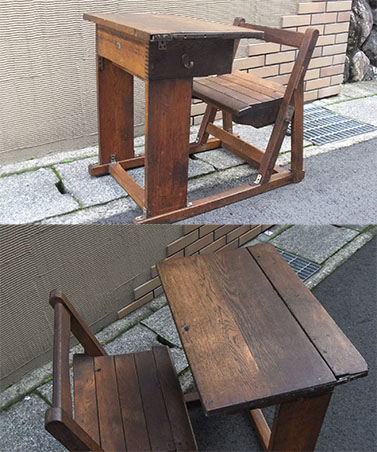 珍品　昔の小学校の机と椅子　wn-13