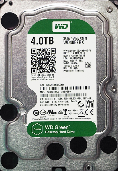WESTERN DIGITAL WD40EZRX-22SPEB0 4TB 14回 10時間