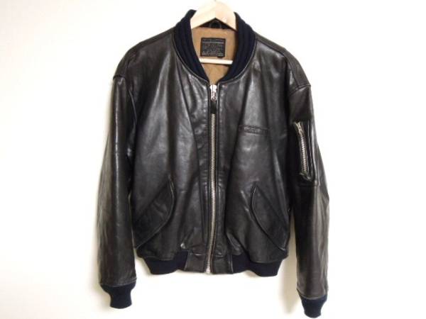 AVIREX オールレザー スタジャン MA-1 ブラック 実質M位