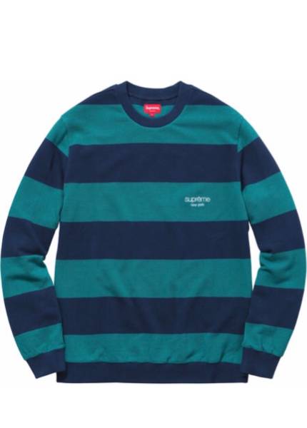 安い，最新作 定価以下 特典 Supreme Striped Pique Crewneck Navy 紺 L(長袖Tシャツ)｜売買されたオークション情報、yahooの商品情報をアーカイブ公開 - オークファン 男性用