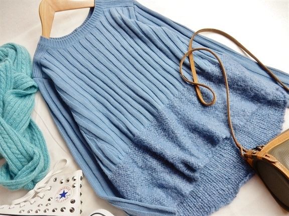 ケービーエフ KBF ロングテールアンゴラ混切替リブニット♪