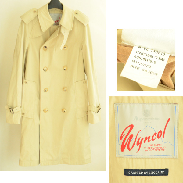 英国製 AQUASCUTUM Wyncol トレンチコート 36 Reg 汚れ有
