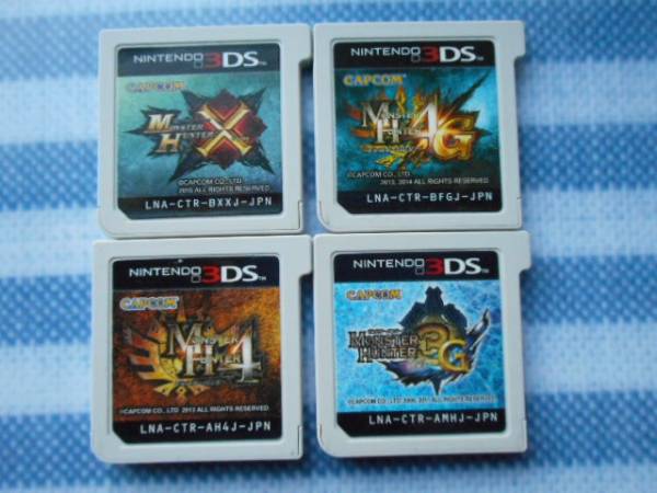 送料無料 モンスターハンタークロス，3G， 4， 4G 4本セット3DS箱無