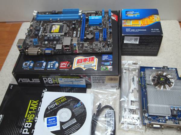 自作機 Core 自作 ASUS P8H61 Corei3-2100 3.1GHz GT 130 4GB 