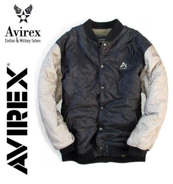 アヴィレックス AVIREX キルティングジャケット 黒×カーキ 3XL