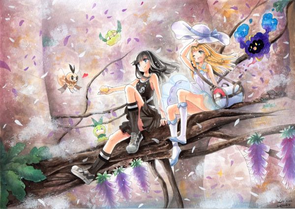 ポニの花園◇ポケモンSM 同人 手描きイラスト◇A4横(手描きイラスト