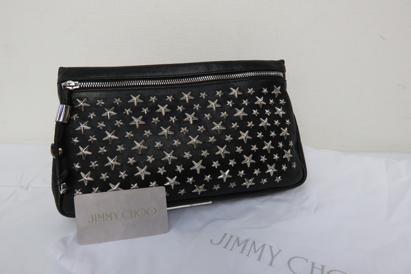 本物■未使用品■ジミーチュウ■ZENA■スタースタッズ■レザークラッチバッグ■8万■vvw38z