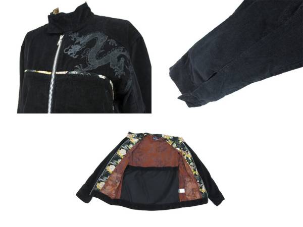 bokuu 龍プリントコーデュロイジップアップブルゾン/ボク gouk　ゴウク メンズ ジャケット