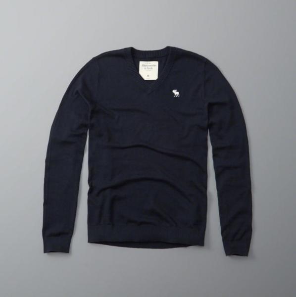 ￥１～ 本物保証A&Fアバクロ【M/Navy 0014-023】Vネックセーター