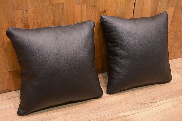 OB13J* ブラックカラー高級総本革レザー クッション2個セット新品1円アウトレット男前 お得商品