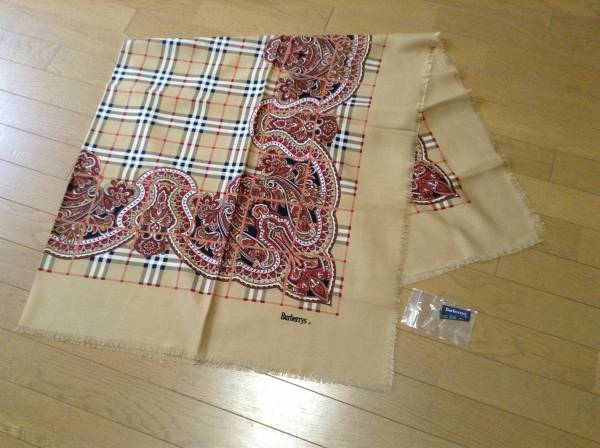 Burberrysバーバリー☆大判 正方形 薄手 シルクウール ストール