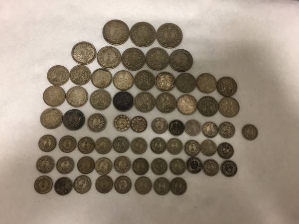  [1353～] 大量！ 近代 銀貨 67枚 竜50銭 旭日50銭 小型50銭 竜20銭 旭日20銭 旭日竜10銭 竜10銭 旭日10銭 朝鮮10銭