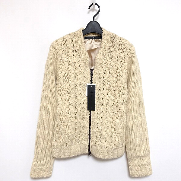 14AW NOID AW フィッシャーマン ニット ブルゾン アイボリー 1 新品 定価20，520円 NO ID ノーアイディー フルジップ セーター カーディガン