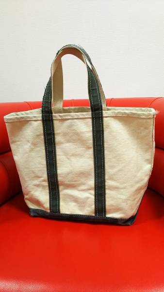 貴重なMサイズ 80年代 レア 旧タグLLビーン LLBEAN ライン入り キャンバス トートバッグ ネイビー_2