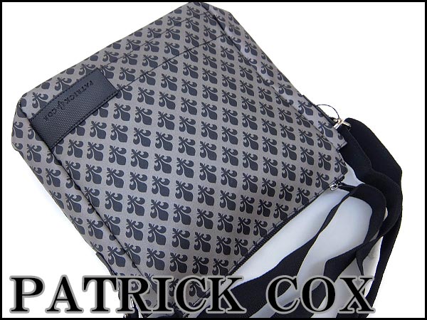 新品 パトリックコックス 縦型ユリ紋章柄Fレザーショルダーバッグ灰黒★K10212