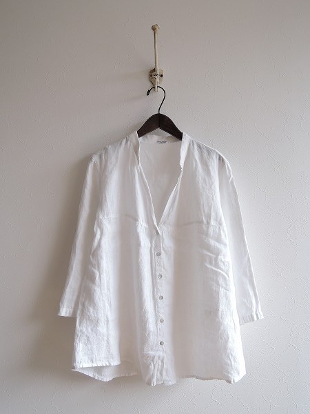 リーノエリーナ Lino e Lina*リネンスキッパーネックシャツ*麻ブラウス 