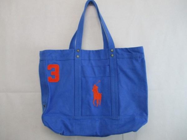 ポロラルフローレン POLO RALPH LAUREN 服飾 キャンバストートバッグ ビッグポニー 青