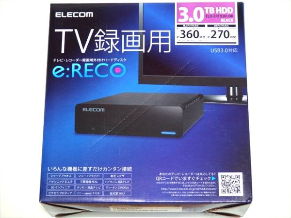 ◇エレコム ELD-ERT030UBK-LL 外付けHDD USB3.0 3TB 新品同様品 外付け