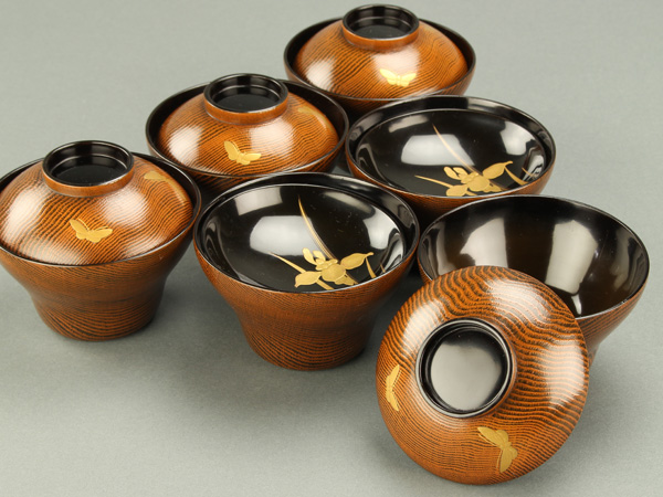 夢讃岐】時代逸品/輪島塗 沈金・吸物椀 10客揃 wn501
