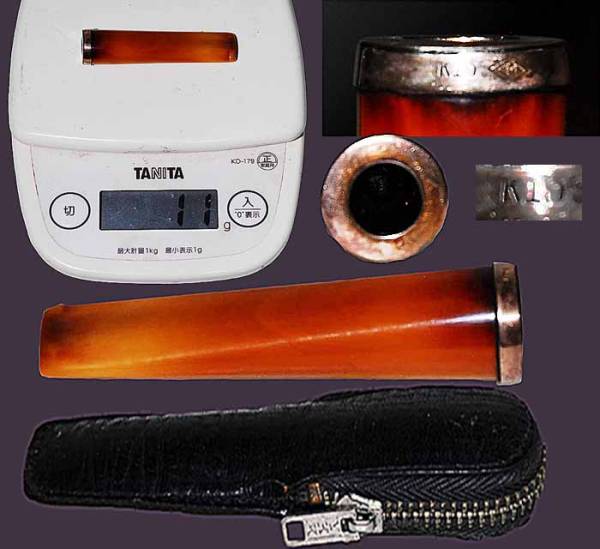 ◇㊤◇伝世品/１０Kピンクゴールド（刻印）口象牙無垢パイプ１１ｇ/専用ケース/上質古作/委託品！