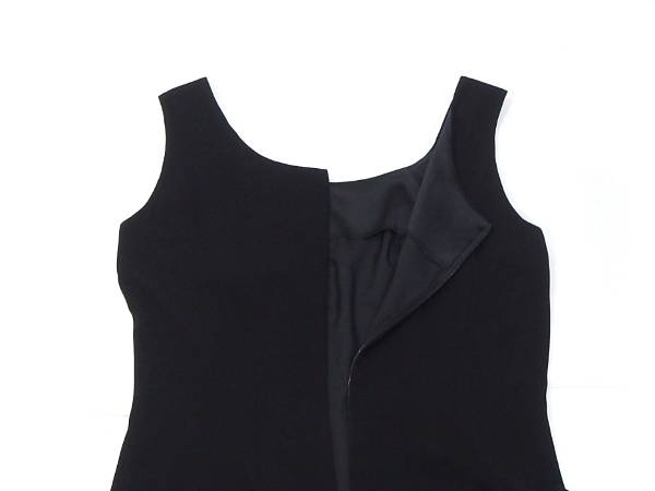 1円 美品 ウンガロ 袖なし ノースリーブ フォーマル ワンピース size40 黒 ET718