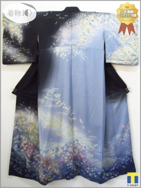  着物10 1円 正絹 銀通し 吉乃一廉 桜雲 袷 訪問着 身丈164cm 裄64cm(仕立て上がり)｜売買されたオークション情報、yahooの商品情報をアーカイブ公開 - オークファン 仕立て上がり