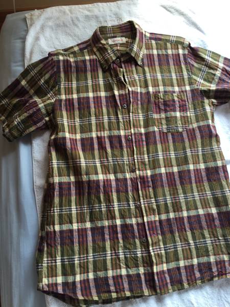 SOUTIENCOL　スティアンコル　マドラスチェック　シャツ　半袖　サイズ３（L相当）