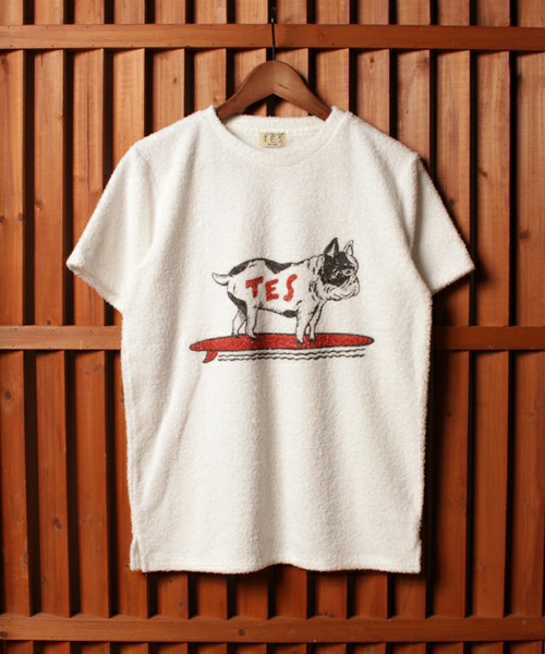 SNS話題!美中古★TheEndlessSummer エンドレスサマー テス TES パイル生地 Tシャツ 犬 ブル Mサイズ 上質なタオルのような着心地