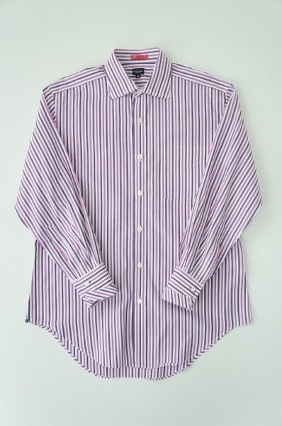 w8070*ポールスミス*コットン/ストライプ柄長袖シャツ/パープル/ホワイトM