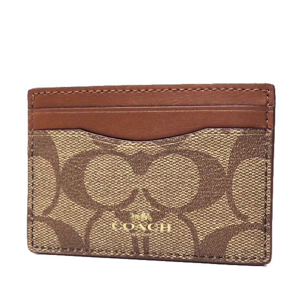 【新品未使用】COACH（コーチ）シグネチャー カードケース F63279 名刺入れ カーキサドル アウトレット USA 直輸入♪
