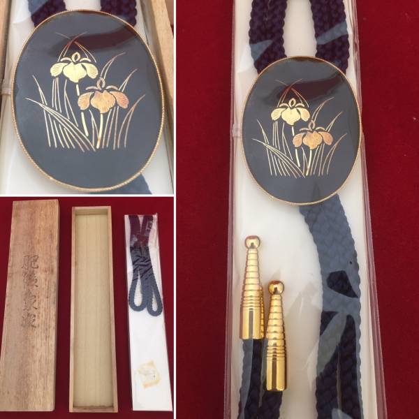 《美品》　未使用未開封　肥後象嵌　純金使用　小判型ループタイ
