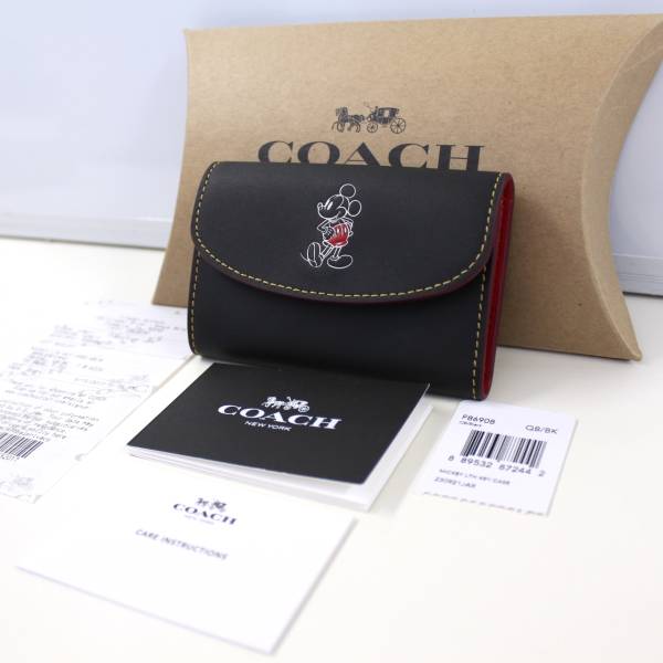 店頭 品 限定品 cs173 COACH ミッキー ディズニー キーケース 男女兼用 タグ ケアカード ギフトレシート 箱付 国内発送(服飾 ...