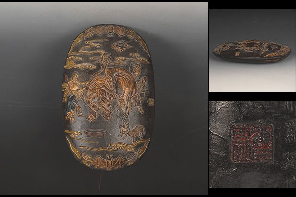 獅子 置物 唐物 時代物 古 ONE'S朝鮮古美術 石彫 狛犬 極上