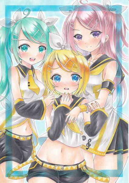 同人手描きイラスト【ボーカロイド/鏡音リン/リンちゃん愛し隊1号2号