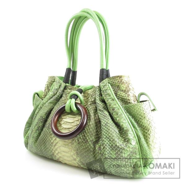 SELECT BAG ウッドモチーフ トートバッグ パイソン レディース