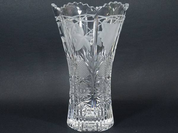 1円～☆ HOYA ◇ クリスタルガラス製 フラワーベース(花瓶) 24.5cm 