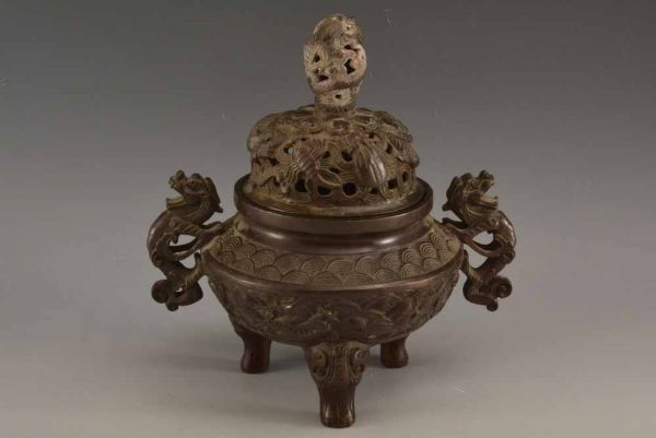 中国美術大清光緒年製粉彩纏枝花鳳紋盤旧家蔵出(E728) 青花鳳凰缠枝文