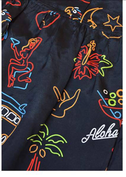 美品！アロハブロッサム　ワンピース　ネオン　サイズ2　Aloha Blossom aloha blossom☆アロハブロッサム☆シャツワンピース☆NEON柄ネオン☆L