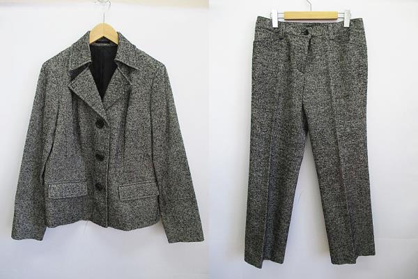バーバリー BURBERRY パンツスーツ セットアップ ツイード グレー 46