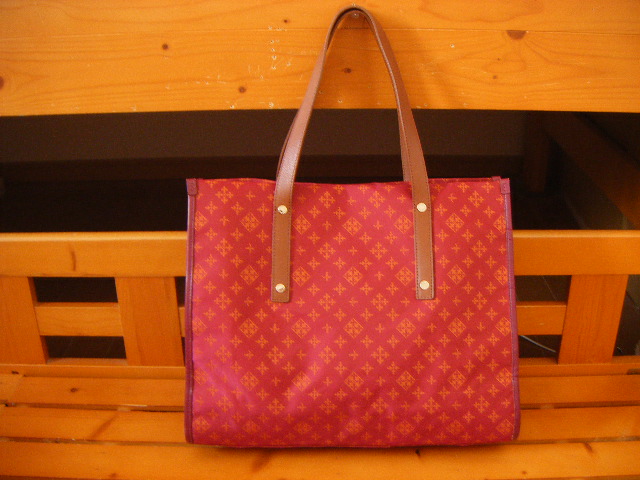 極美品ラシット☆レザーコンビ シンプルトートバッグ☆レッドオレンジ