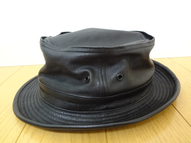 リアルマッコイズ ホースハイド（馬革） レザー ポークパイハット 71/2 ブラック